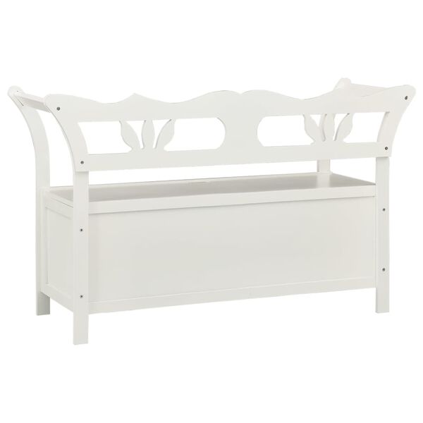 vidaXL Storage Bench 126 cm White Solid Fir Wood