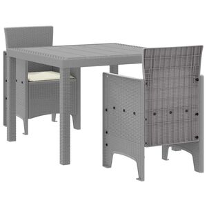 vidaXL Garden Dining Set 3 pcs Light Grey Polt rattan