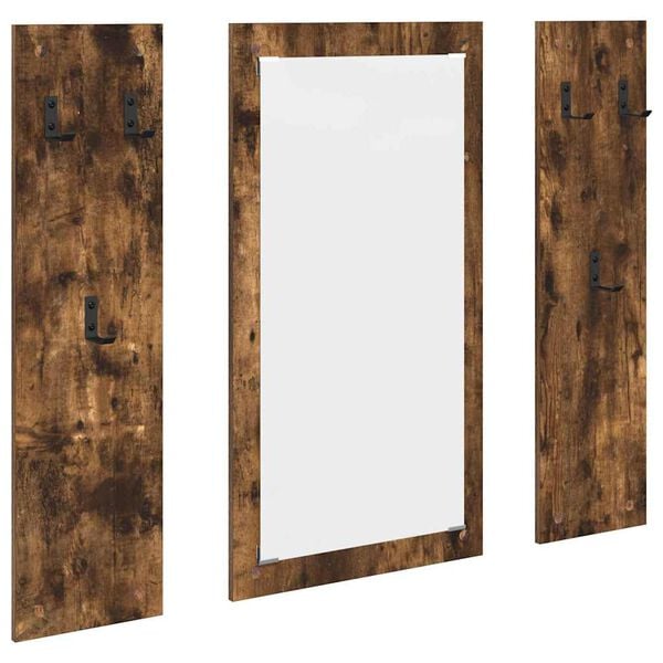 vidaXL Wall-Mounted Coat Rack Wall-mounted Smoked Oak 96 x 1.5 x 90 cm