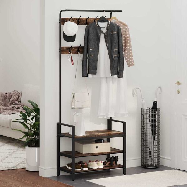 vidaXL Coat Rack Smoked Oak 75 x 34 x 184 cm Engineered wood