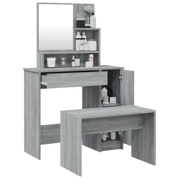 vidaXL Dressing Table Set Grey Sonoma 86.5x35x136 cm