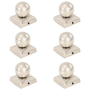 vidaXL Post Caps 6 pcs Globe Final Stainless Steel 71x71 mm