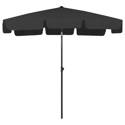vidaXL Beach Umbrella Black 200x125 cm