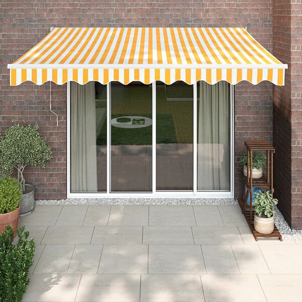 vidaXL Retractable Awning Yellow and White 3x2.5 m Fabric and Aluminium