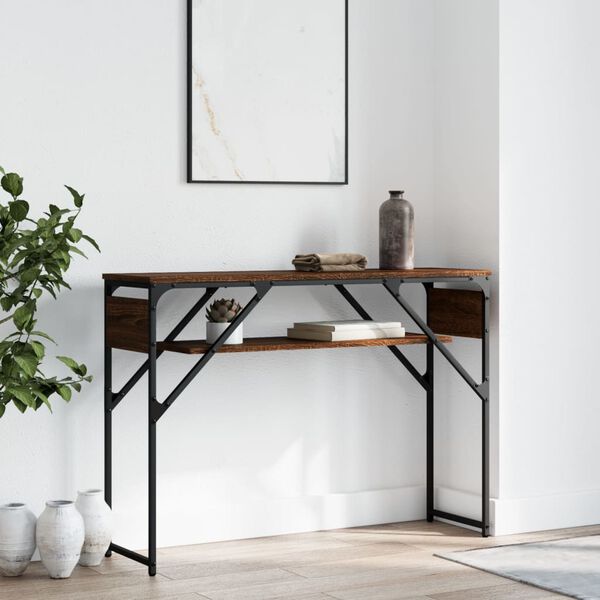 vidaXL Console Table with Shelf Brown Oak 105x30x75cm Engineered Wood