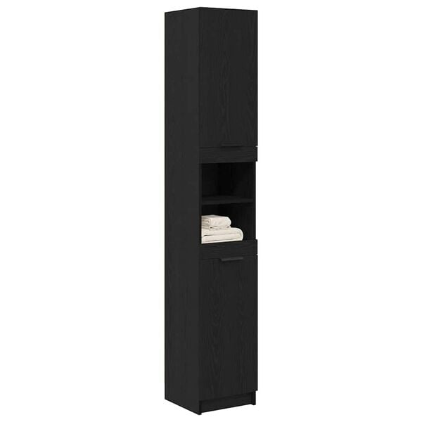 vidaXL Bathroom Cabinet Black oak 32 x 34 x 188.5 cm Engineered Wood