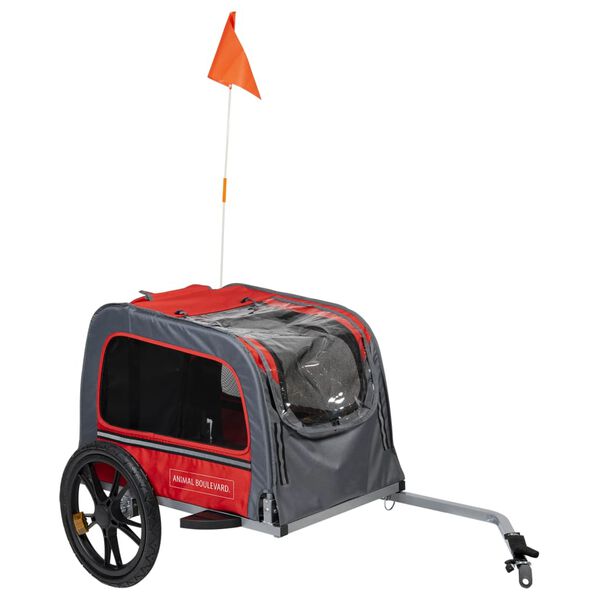 Animal Boulevard Pet Bike Trailer M 130x63x78 cm Red and Grey