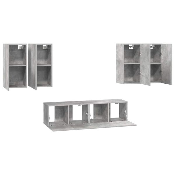 vidaXL 6 Piece TV Cabinet Set Concrete Grey Engineered Wood