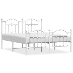 vidaXL Metal Bed Frame without Mattress with Footboard White 140x200cm