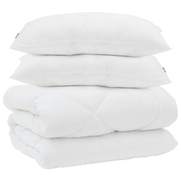 vidaXL Duvet with Pillows 3 pcs White Microfiber and Down Feather