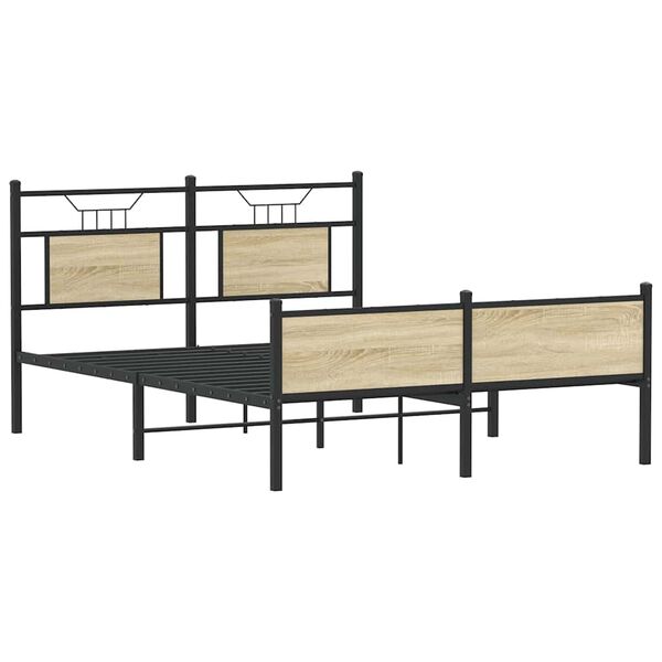 vidaXL Bed Frame without Mattress Sonoma Oak 140x190 cm Engineered Wood