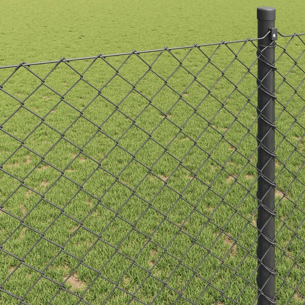 vidaXL Chain Link Fence Grey 10 x 0.6 m Steel