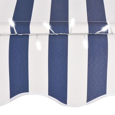 vidaXL Manual Retractable Awning with LED 350 cm Blue and White