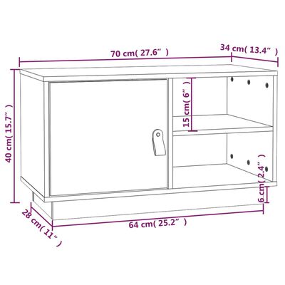 vidaXL TV Cabinet Grey 70x34x40 cm Solid Wood Pine