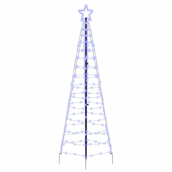vidaXL LED Christmas Tree with Ground Spikes Blue 250 cm Iron