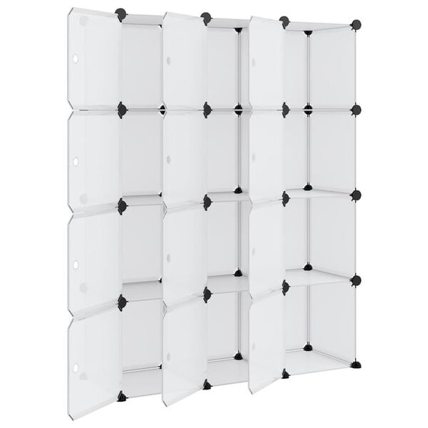 vidaXL Storage Cube Organiser with 12 Cubes and Doors Transparent PP