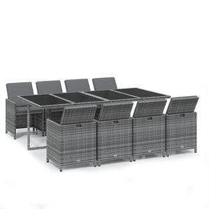 vidaXL Garden Dining Set | Grey | PE rattan | Large | Durable