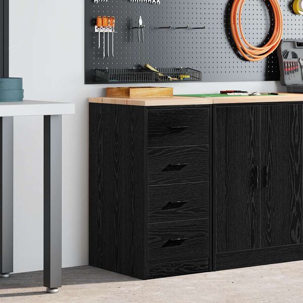 vidaXL Garage Storage Cabinet Black 40x51x85 cm Solid Wood Pine