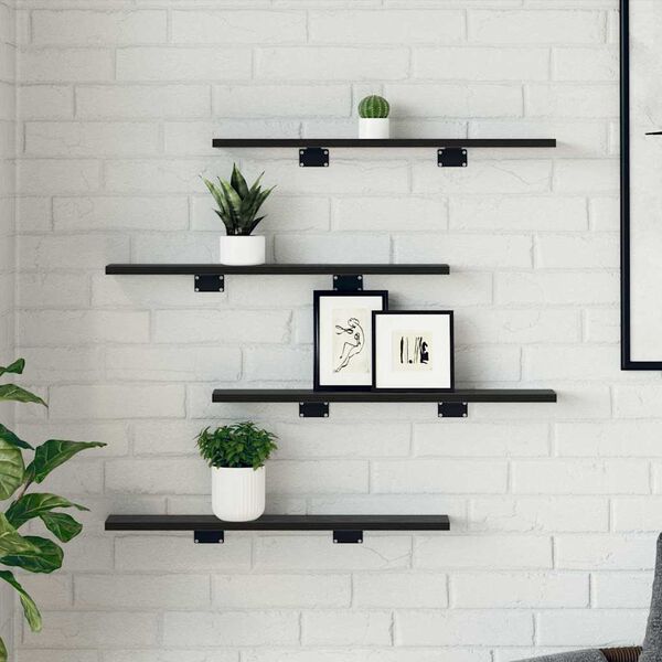 vidaXL Bookshelf Board 4 pcs Black 60 x 10 x 1.5 cm Engineered Wood