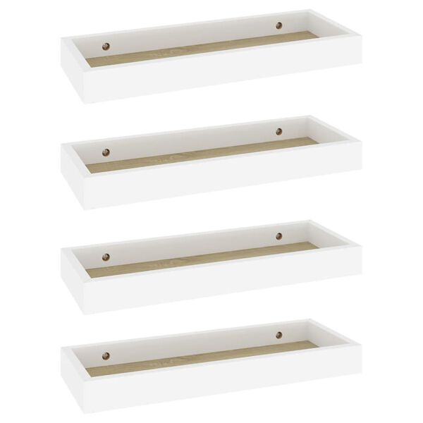 vidaXL Loggia Wall Shelves 4 pcs Oak and White 40x15x4 cm MDF