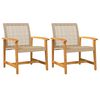 vidaXL Garden Chairs 2 pcs Beige Poly Rattan and Acacia Wood