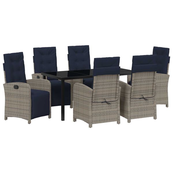 vidaXL Garden Dining Set with Cushion 7 pcs Grey Poly Rattan