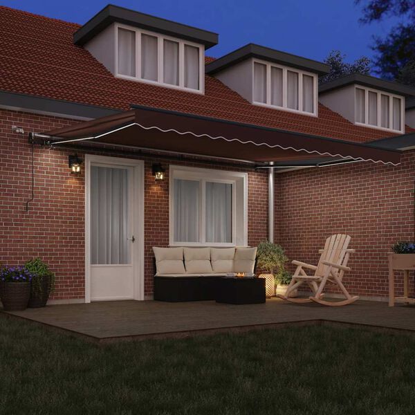 vidaXL Automatic Retractable Awning with LEDs Burgundy 450x300 cm