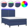 vidaXL Box Spring Bed with Mattress&LED Blue 140x200 cm Fabric