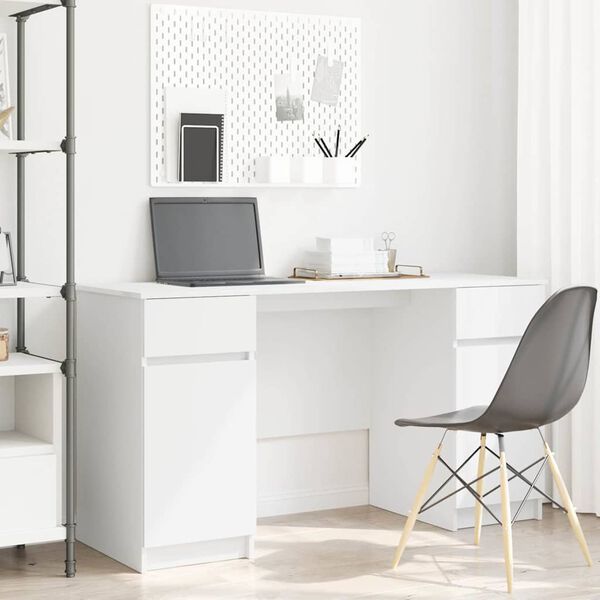 vidaXL Desk with Drawer White 140 x 49 x 76 cm Engineered wood