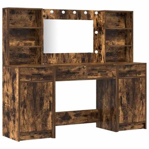 vidaXL Dressing Table Set with Drawer 3 pcs Smoked Oak Engineered Wood