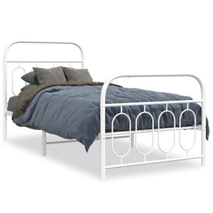 vidaXL Metal Bed Frame without Mattress with Footboard White 80x200cm