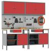 vidaXL Work Bench Set Height Adjustable 8 pcs Red Powder-Coated Steel