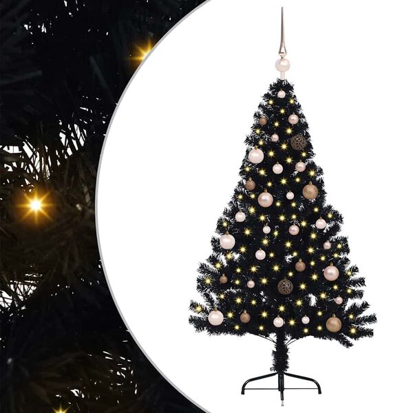 vidaXL Artificial Pre-lit Christmas Tree Black 150 cm PVC