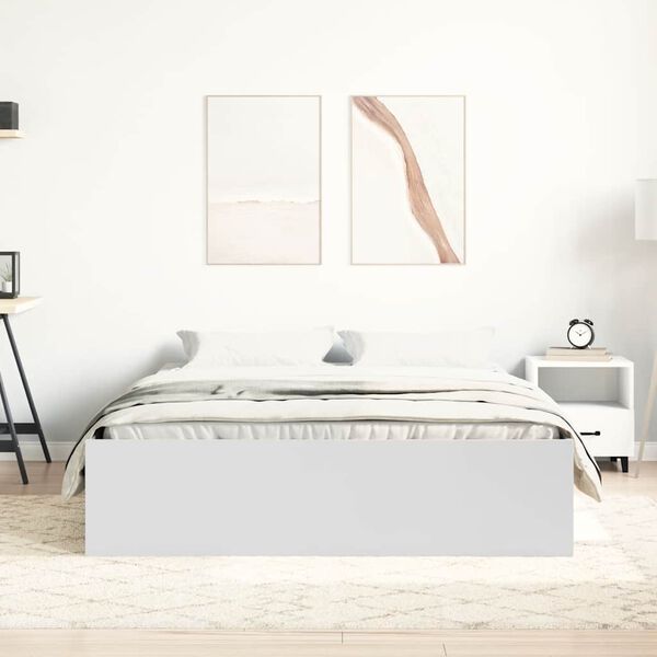 vidaXL Bed Frame without Mattress White 150x200 cm King Size King Size