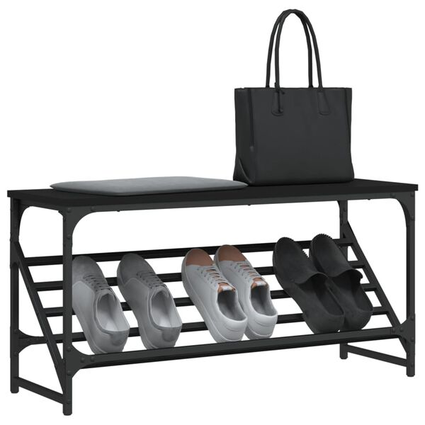 vidaXL Shoe Rack Black 90x30x45 cm Engineered Wood