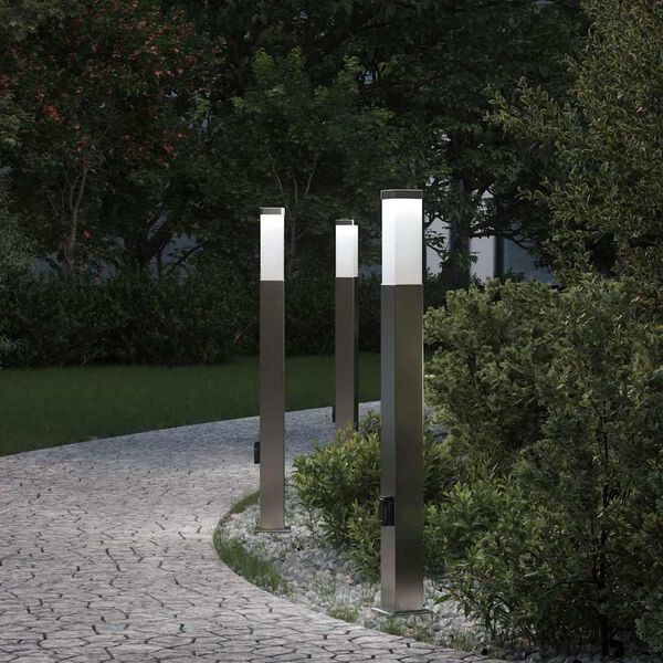 vidaXL Bollard Lights with Outlet 3 pcs 80 cm Stainless Steel IP44