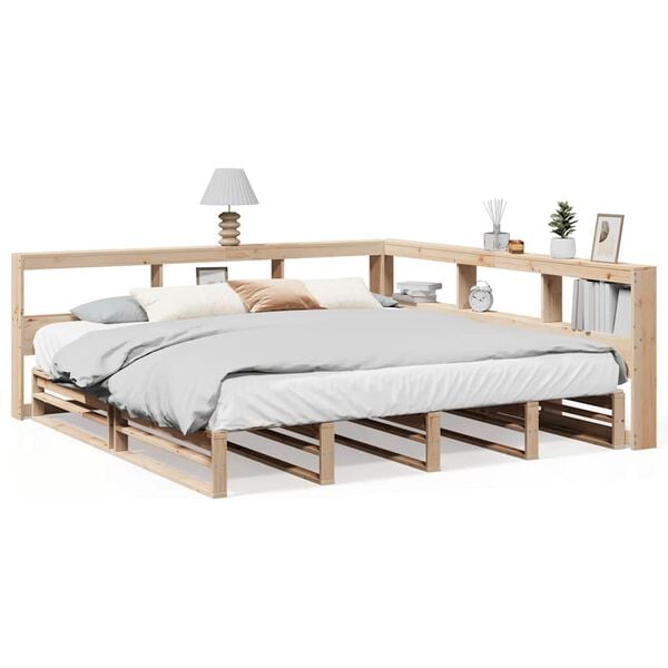 vidaXL Bookcase Bed without Mattress 200x200cm Solid Wood Pine