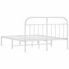 vidaXL Metal Bed Frame without Mattress with Headboard White 140x200cm