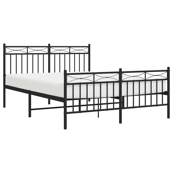 vidaXL Metal Bed Frame without Mattress with Footboard Black 135x190cm