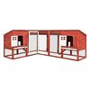vidaXL Outdoor Rabbit Hutch with Run Red and White Solid Fir Wood