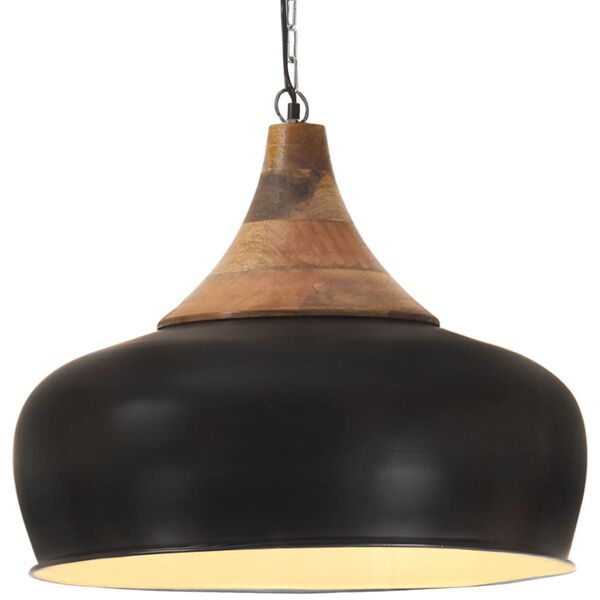 vidaXL Industrial Hanging Lamp Black Iron & Solid Wood 45 cm E27