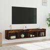 vidaXL TV Cabinets with LED Lights 2 pcs Smoked Oak 80x30x30 cm