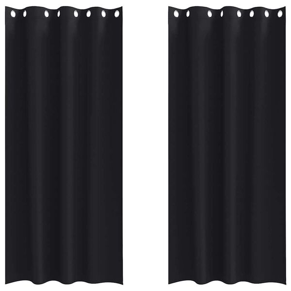 vidaXL Blackout Curtains with Rings 2 pcs Black 260 x 140 cm Polyester
