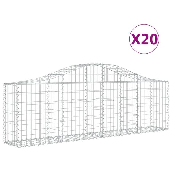 vidaXL Arched Gabion Baskets 20 pcs 200x30x60/80 cm Galvanised Iron