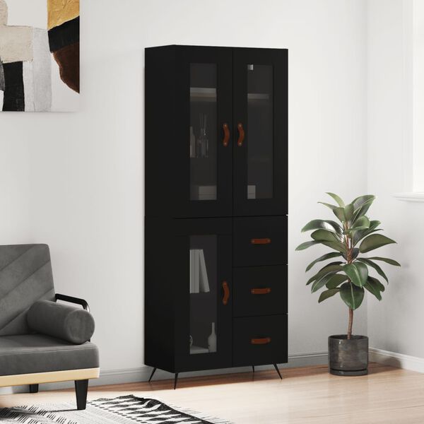 vidaXL Highboard Black 69.5x34x180 cm Engineered Wood