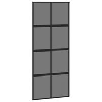 vidaXL Sliding Door Black 90x205 cm Tempered Glass and Aluminium