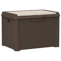 vidaXL Garden Storage Box with Seat Cushion Brown 125 L PP