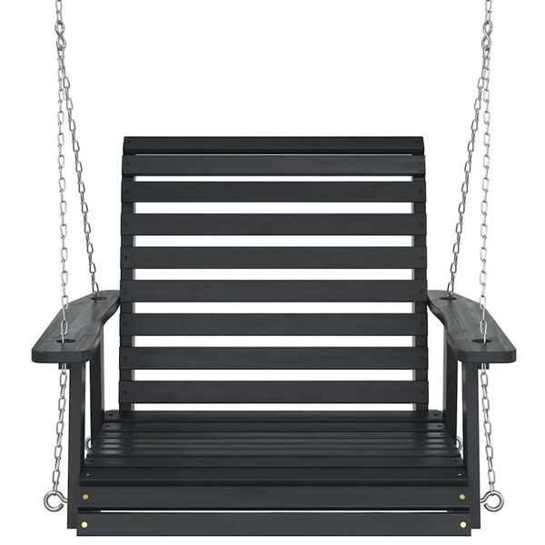 vidaXL Garden Swing Chair with Metal Chains Black Solid Wood Fir