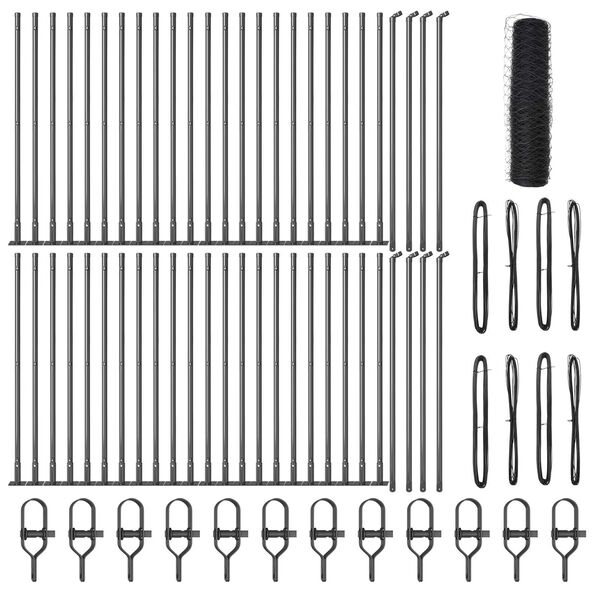 vidaXL Fence with Posts Grey 0.5 x 100 m PVC-coated steel