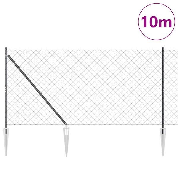 vidaXL Fence Post Grey 10 x 1.4 m (60 x 60 mm mesh) Steel and PVC